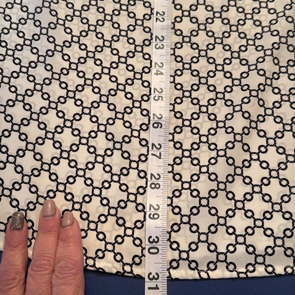 Anthropologie Oddy White Dress Black Chain Print Button Sleeve Size 7/8 - Picture 7 of 8